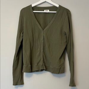 Pact Green Fitted Buttoned Top